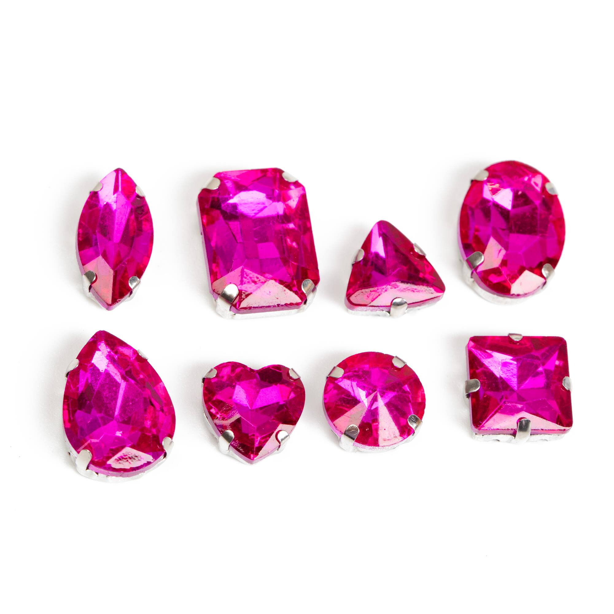 CousinDIY Silver Fuchsia Glass Sew-On Rhinestones, 48ct.